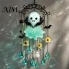 Holiday Wind Chime Halloween Ghost Decoration, Vintage Sun Catcher with Faux Crystal Drops Tassels, Acrylic Hanging Ornament for Party Window