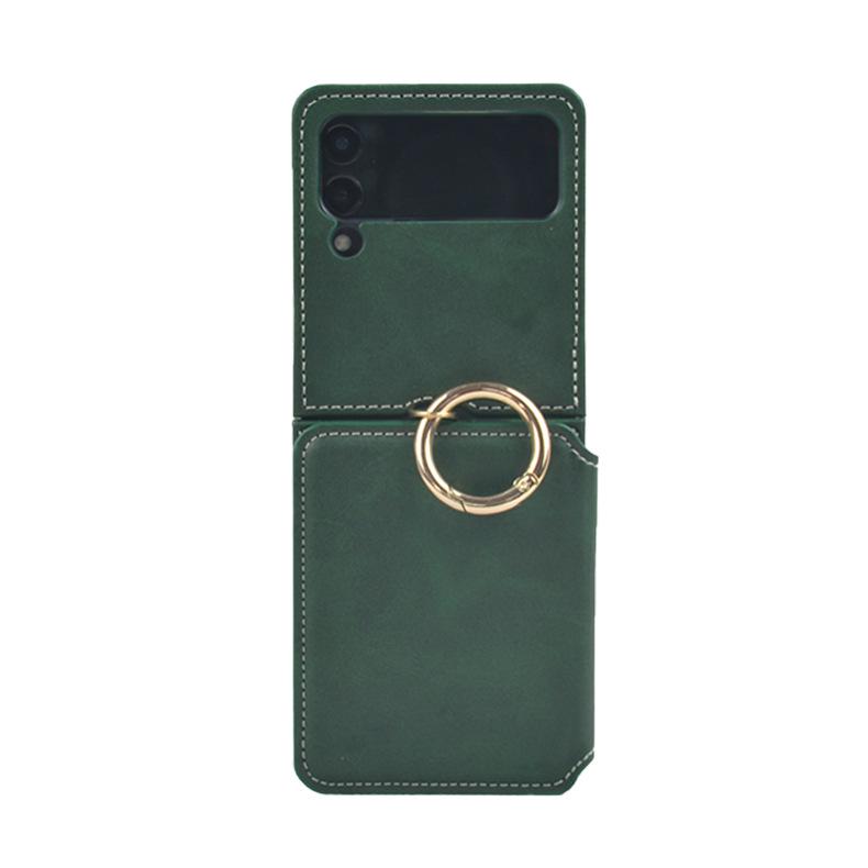

Samsung Z Flip 4/5 Leather Case with Card Slot and Stand, Calf Pattern Moto Razr 50 Ultra зелёный