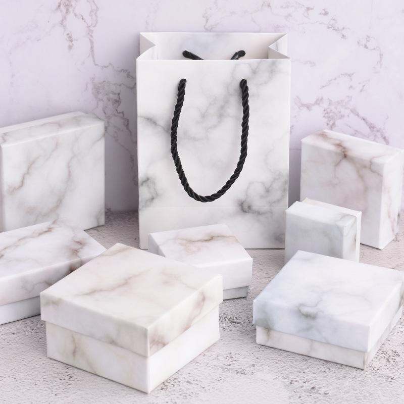 Multi-size Marble Pattern Jewelry Box and Packaging Bag for Necklaces, Rings, and Bracelets