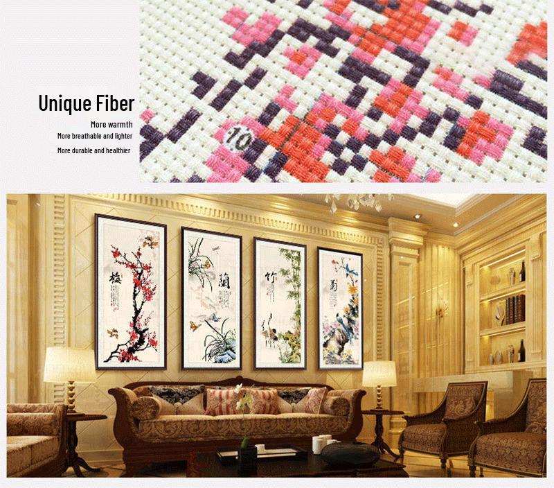 11CT White Grid Polyester Cotton Cross-Stitch Fabric Kit – Thickened Embroidery Cloth for Home Textiles