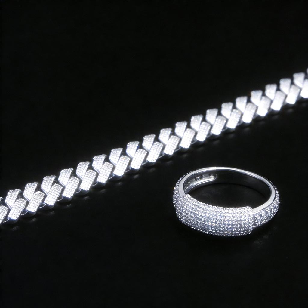 1pc Hip-Hop Fashion Ice Crystal 15Mm Necklace, Suitable For Men And Women, Fashionable And Suitable For Men As Gifts