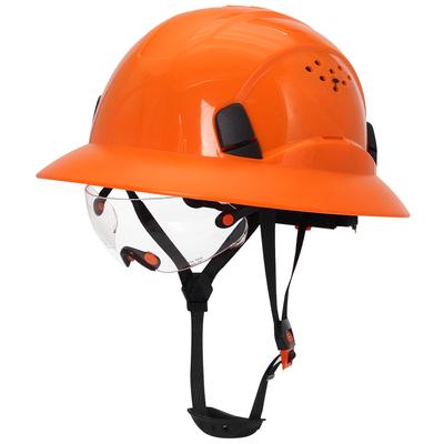 Full Brim Safety Helmets with Built In Goggles Construction Site CE Hard Hat Industrial Rescue Climbing Work Cap Breathable