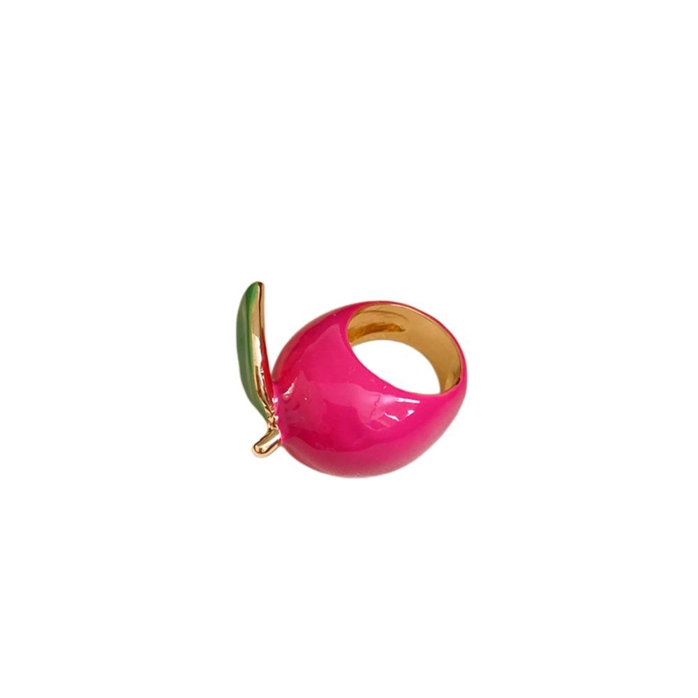 

Korean Style Enamel Fruit Ring Flower Big Floral Ring Colorful Vintage Ring Daily Style C