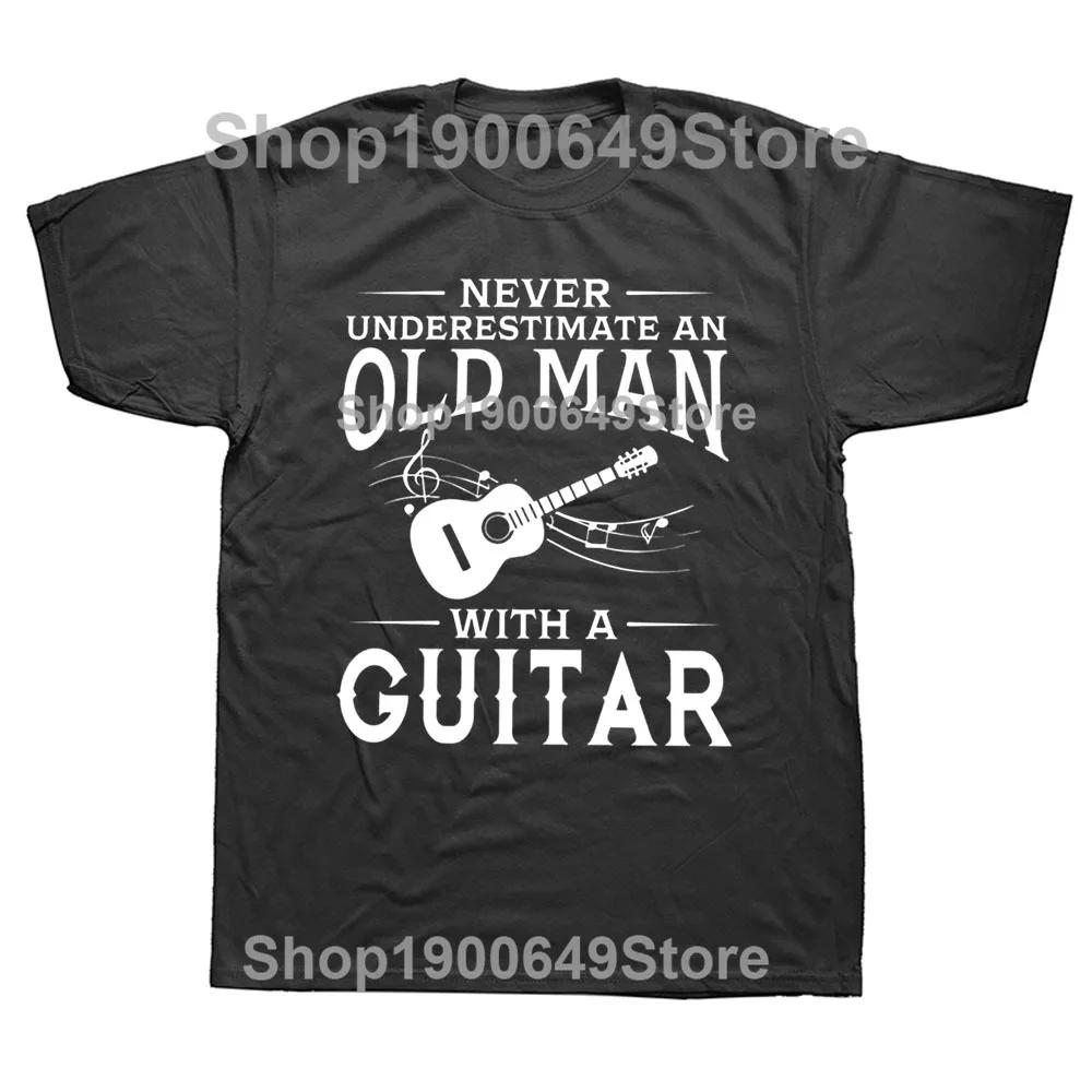 Funny  An Old Man Electric Guitar Bass Graphic New Cotton Short Sleeve Dad T Shirts Cool Musician Guitarist Harajuku Tshirt