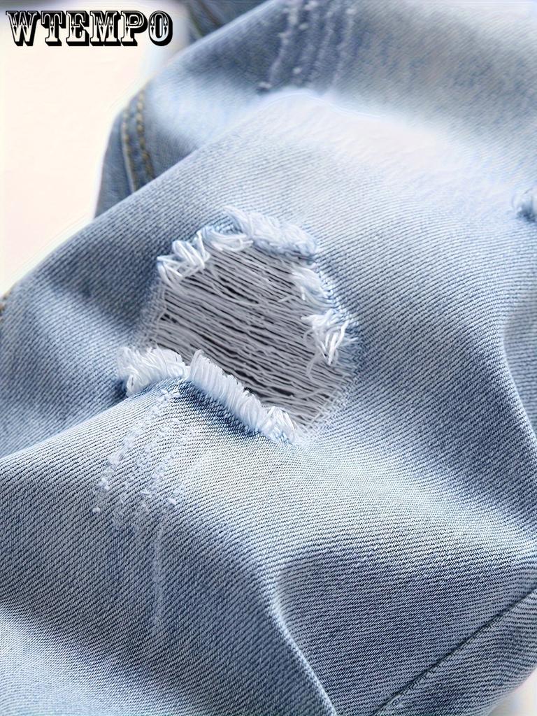 Pánské bavlněné roztrhané distressed džíny, elegantní kalhotky ve stylu Street Style pro muže, všechna roční období