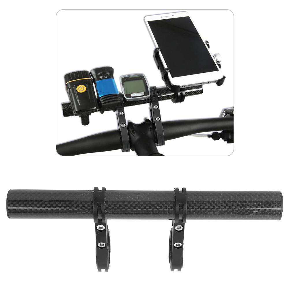Bike Multifunction Extension Bracket Code Table Light Support Flashlight Stand Carbon Grain Double Clampblack