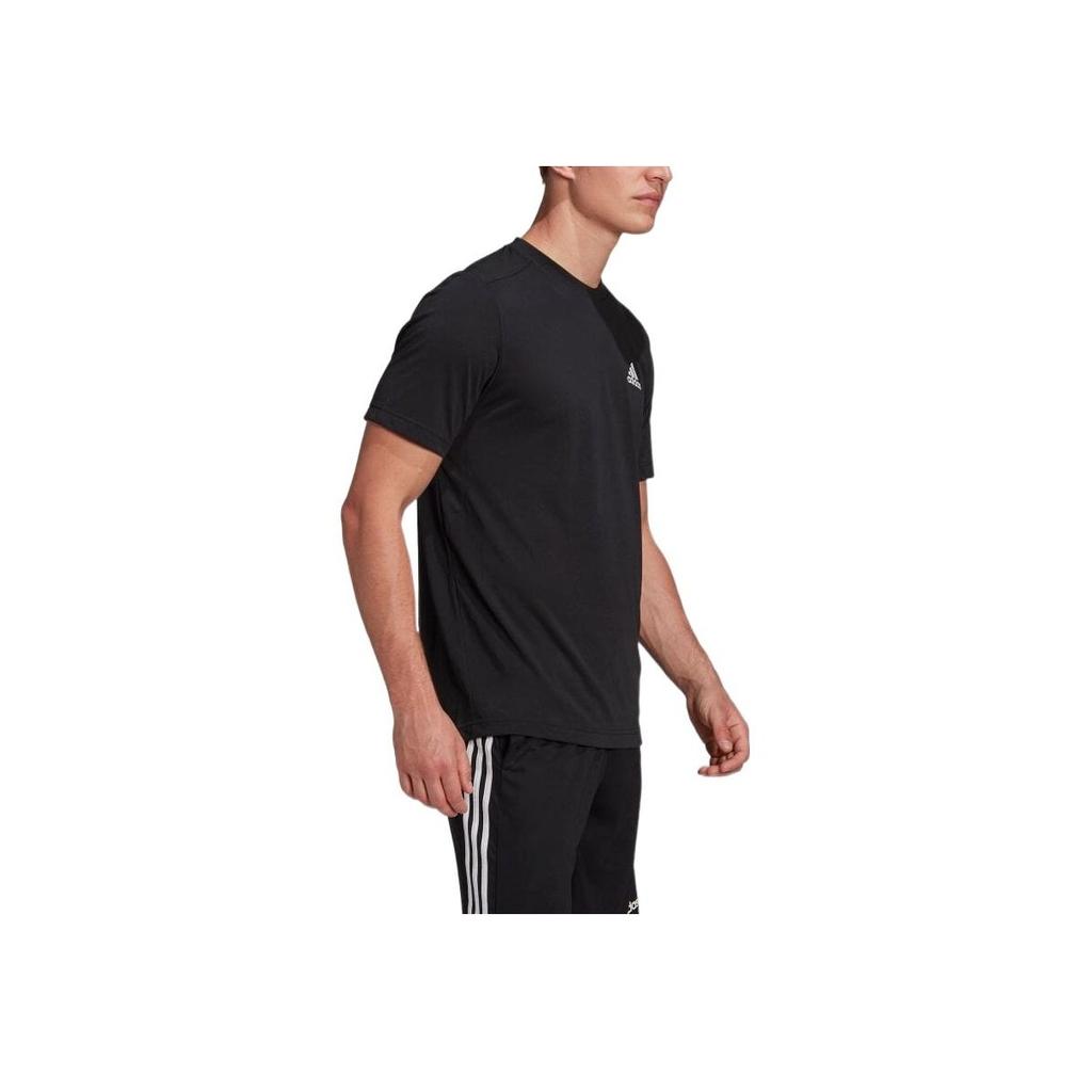 Adidas Solid Color Logo Print Casual Crew Neck Short Sleeve T-Shirt Men Tops Black GT5545
