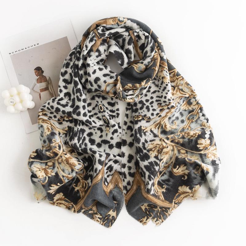 Leopard Print Fashion Shawl for Men and Women Versatile Light Luxury and High End Sense Scarf  Sun Protection and Sun Protection Shawl