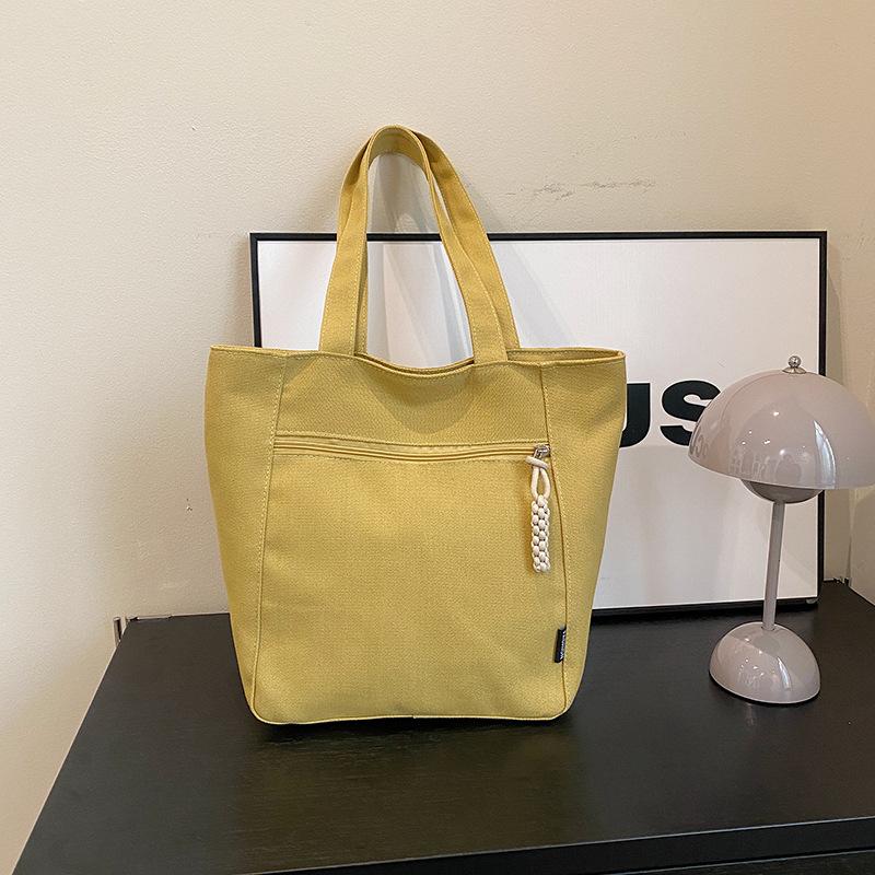 Stylish Simple Solid Color Retro Canvas Women's Bag New Versatile Portable Tote Bag Casual Shoulder Armpit Bag