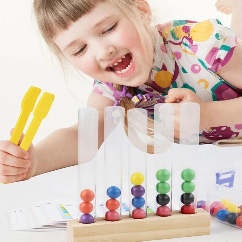 New Clip Beads Test Tube Toys for Children Logic Concentration Fine Motor Training Game Montessori Teaching Aids Educational Toy