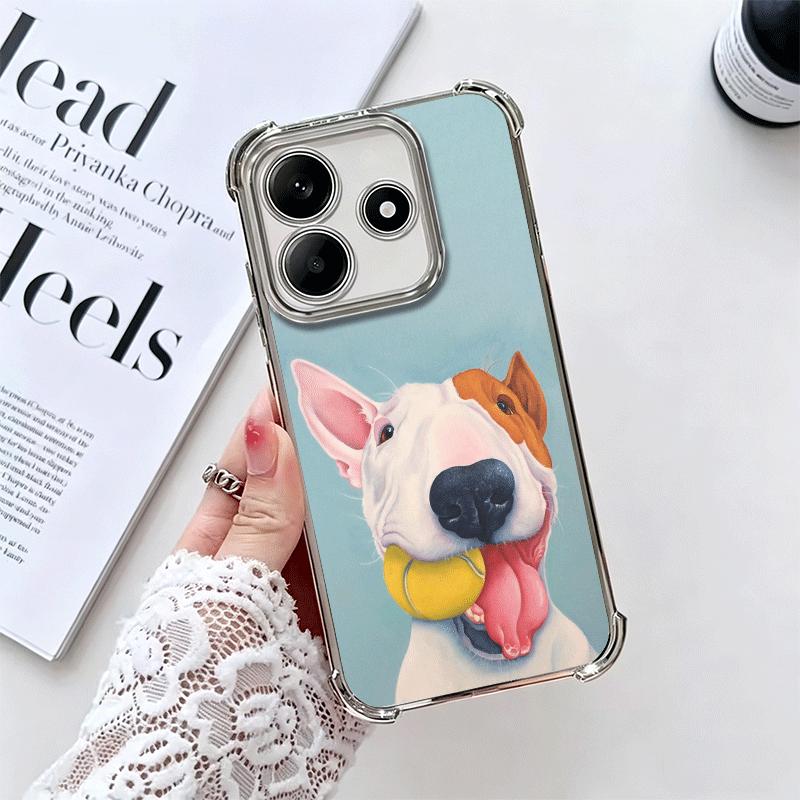 Perro Bull Terrier Lindos Cachorros Funda de Teléfono con Chapado Para Xiaomi Redmi Note 14 15 Pro Plus 13 12 11 11S 11T 10 9S 9 5G Anti-Caída Aira