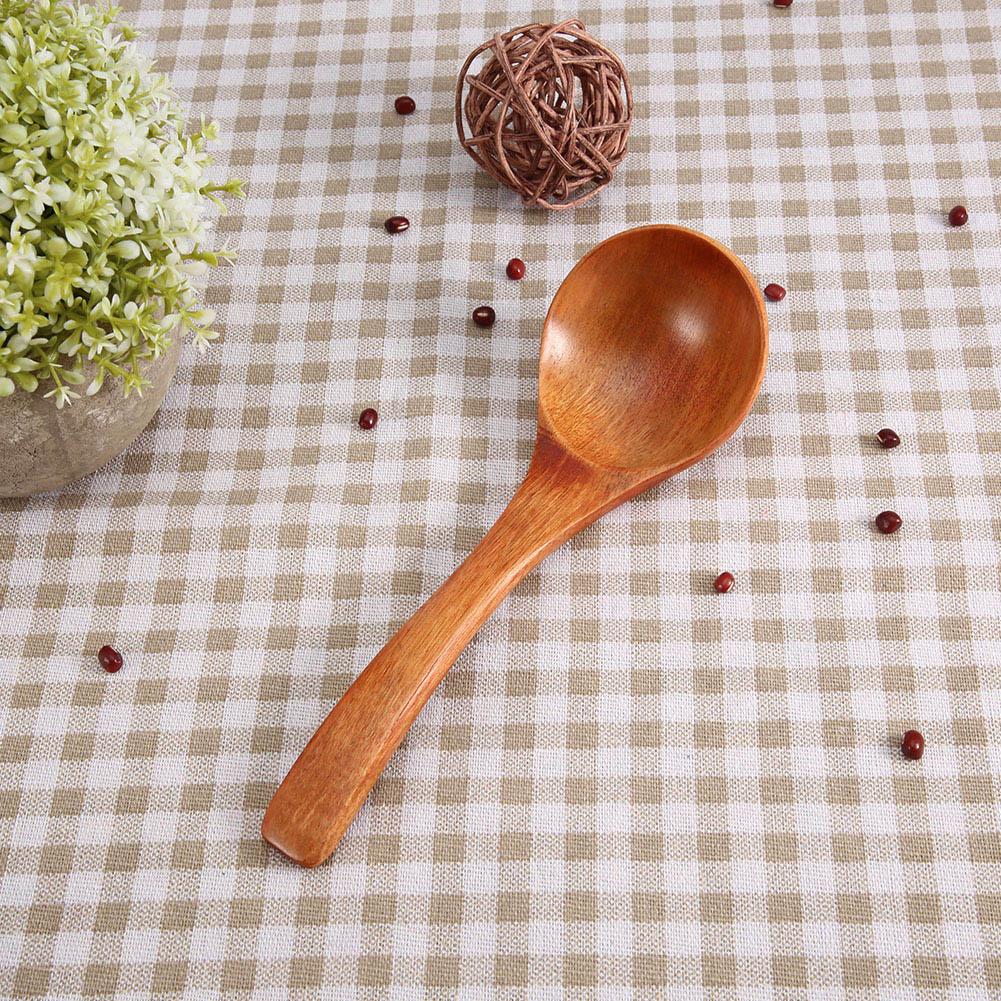 Natural Wooden Ladle Long Handle Spoon Kitchen Cooking Tool Utensils (#01)