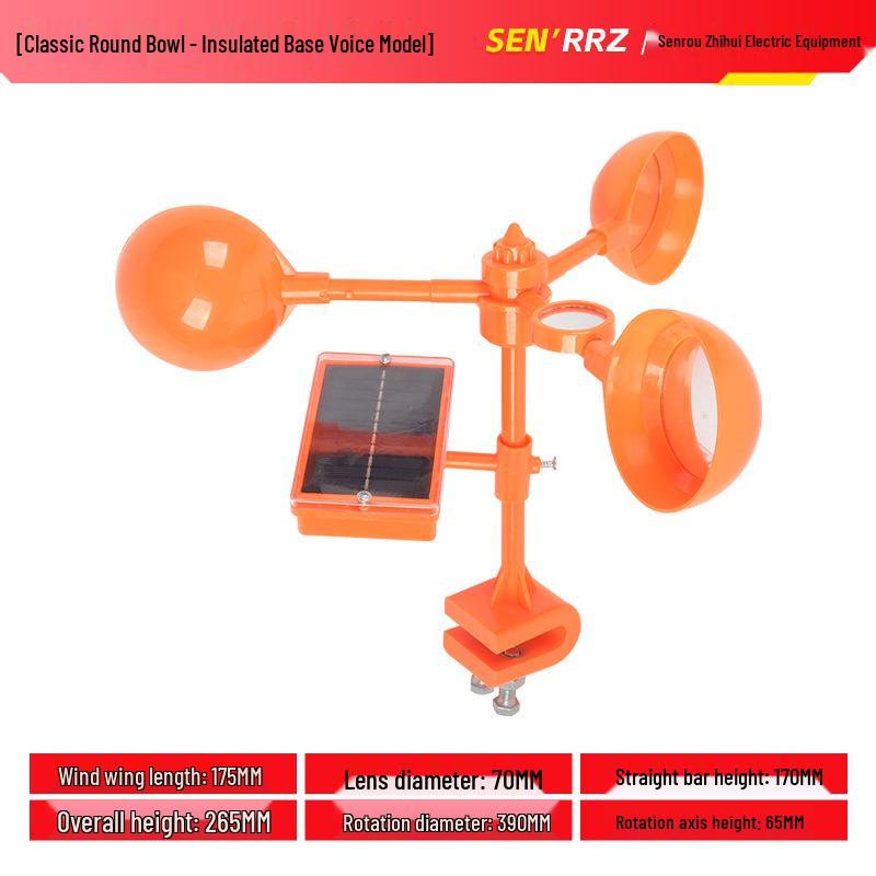 Solar Wind-Powered Bird Repellent for Orchards, Fish Ponds, and Farmland