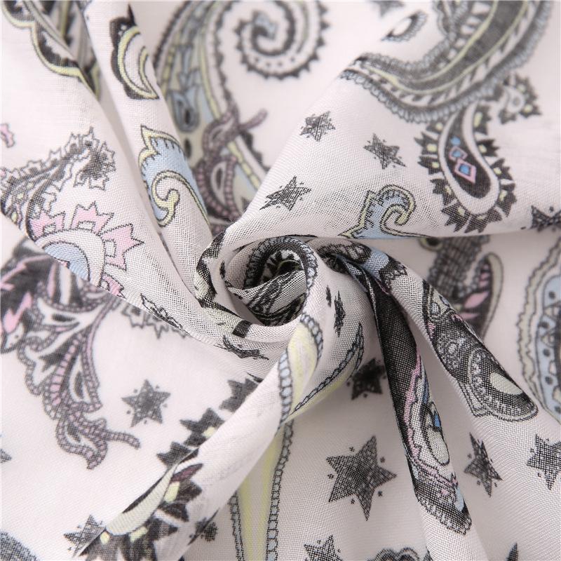 Japanese-Style Cotton & Linen Bohemian Scarf - Cashew Print and Silk Blend, Retro Artistic Design, Sunscreen Towel