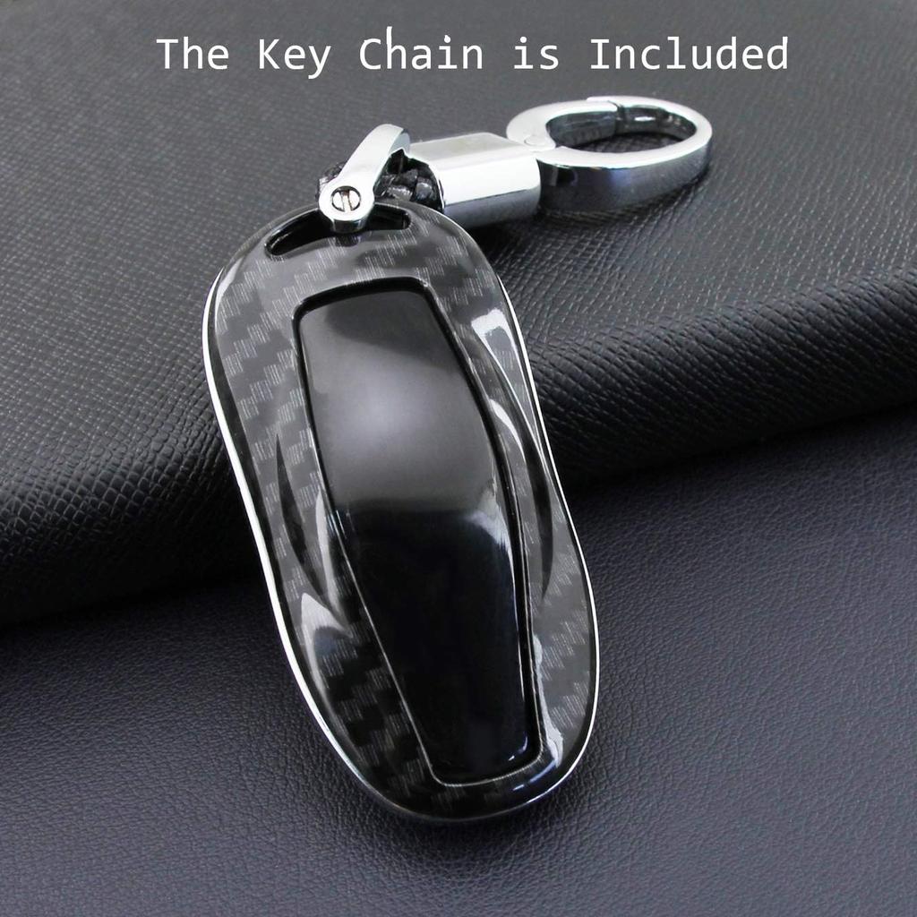 For Tesla Key Fob Cover Case, Premium Hard ABS Carbon Fiber Pattern Key Fob Case for Model 3 Y S ModelY ModelS Smart Remote Control Car Key Protector