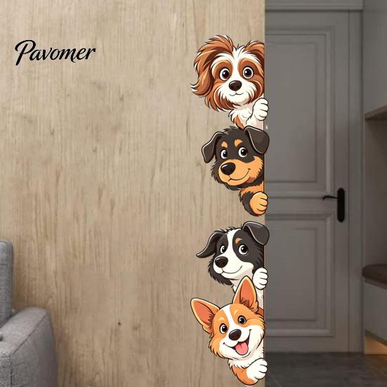 Waterproof PVC Wall Art Cartoon Puppy Sticker, Easy Apply Decal, Creative Fun Party Decorations Dog Pattern Glass Stickers for Bathroom And