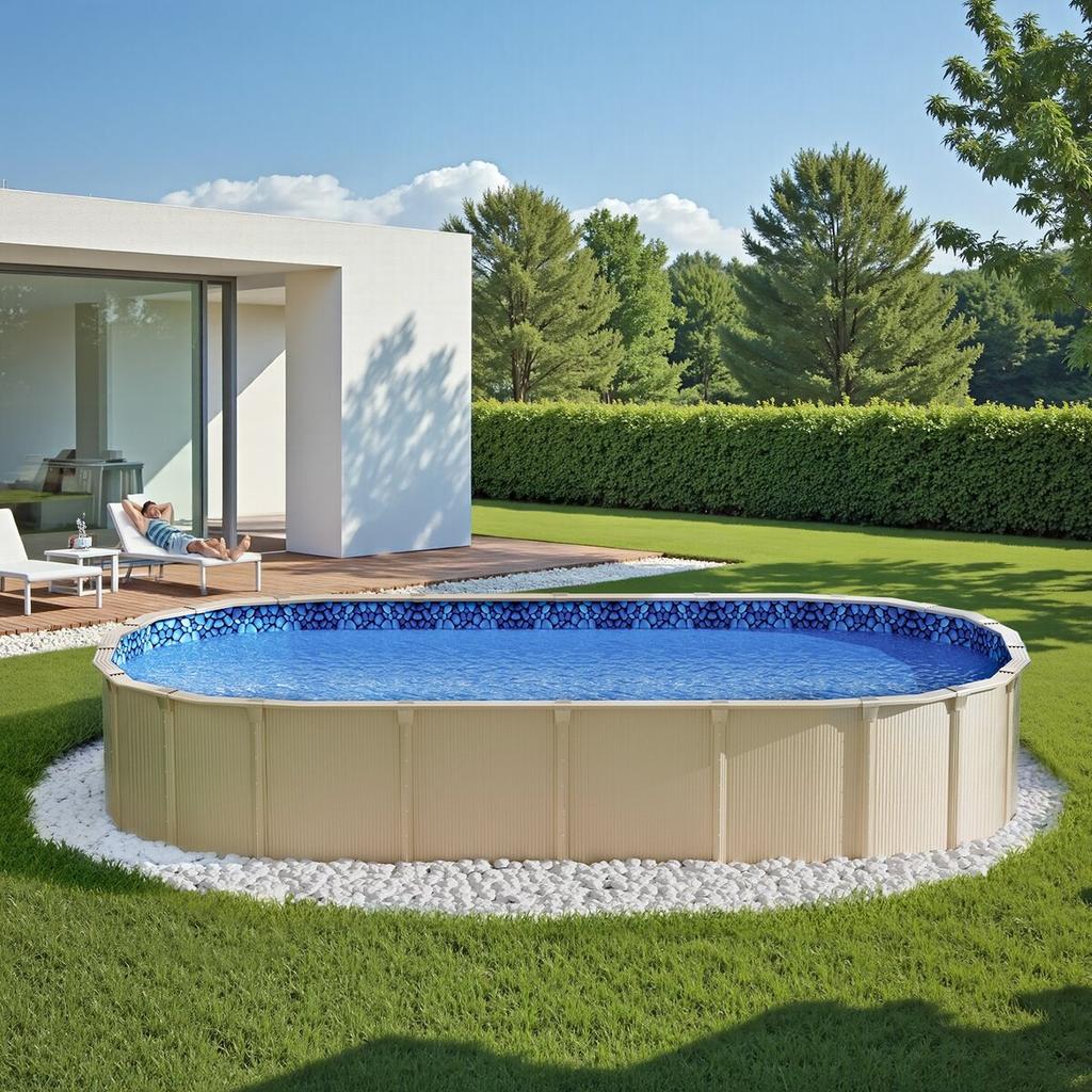 Oval Pool Liner 12x24ft Overlap Style Pool Liner 54in Wall Height