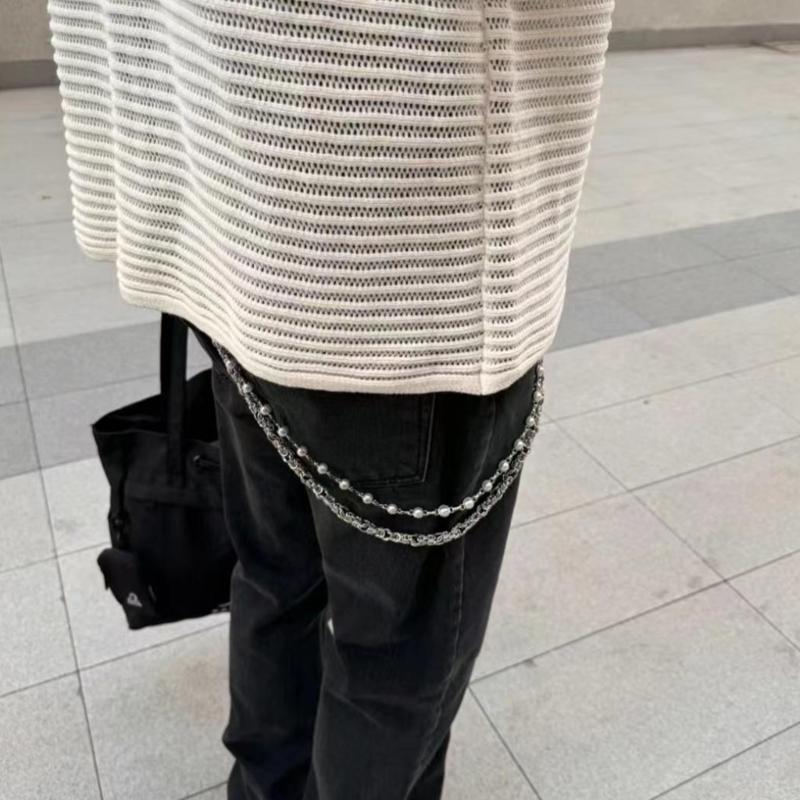 Stylish Double Layer Beaded Trouser Chain Handmade Pants Chain Simple Operation Clothing Accessory for Men and Women