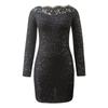 Fashion Womens Loose V-neck Bright Flash Rhinestone Long-sleeved Dress