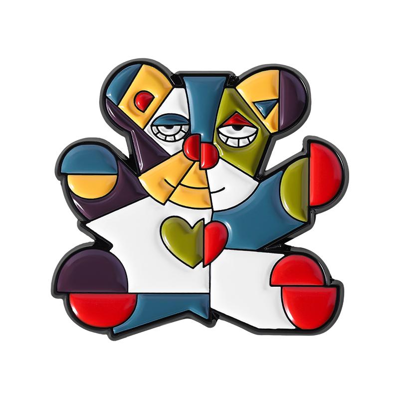 Contemporary Abstract Picasso Art Painting Enamel Pins Geometric Dog Cat Bear Brooches Lapel Badge Jewelry Gifts for Friends
