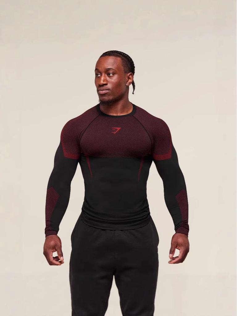 GYMSHARK Top a Manica Lunga da Corsa e Fitness - Casual, Traspirante, Vestibilità Aderente