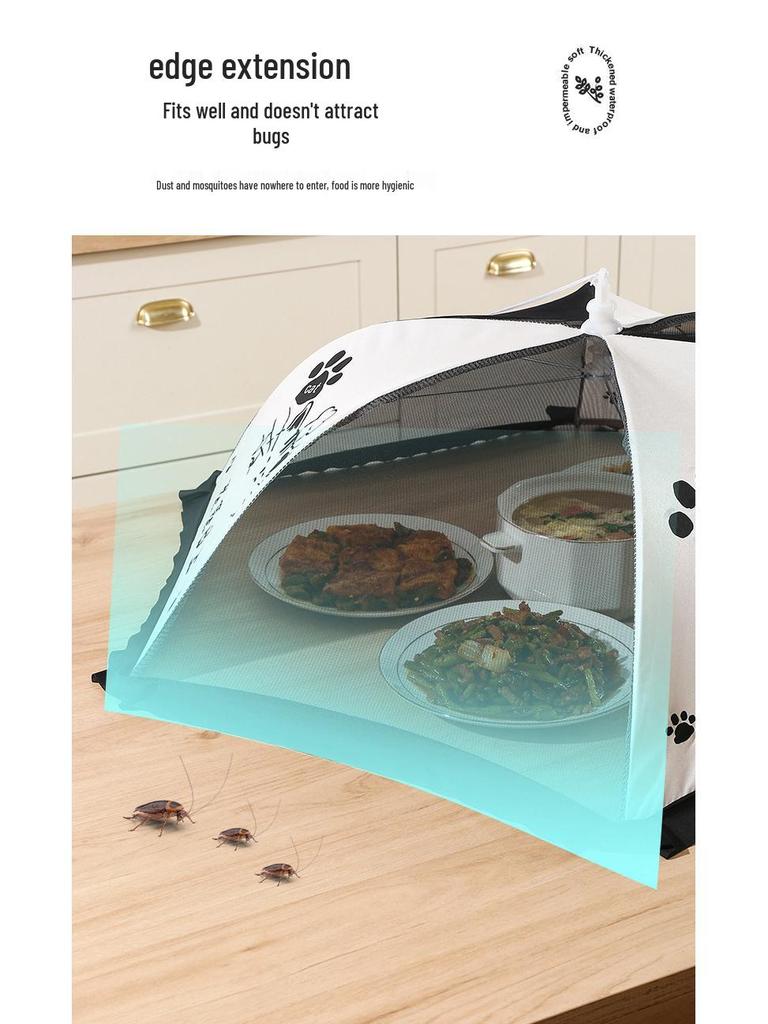 Large Foldable Food Cover - Dustproof, Insectproof, Flyproof, New Style Umbrella for Dining Table