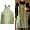 Green Stripe Kitchen Aprons Anti Dirty Waterproof Chef Work Apron Cross-back Striped Cooking Baking Pinafore