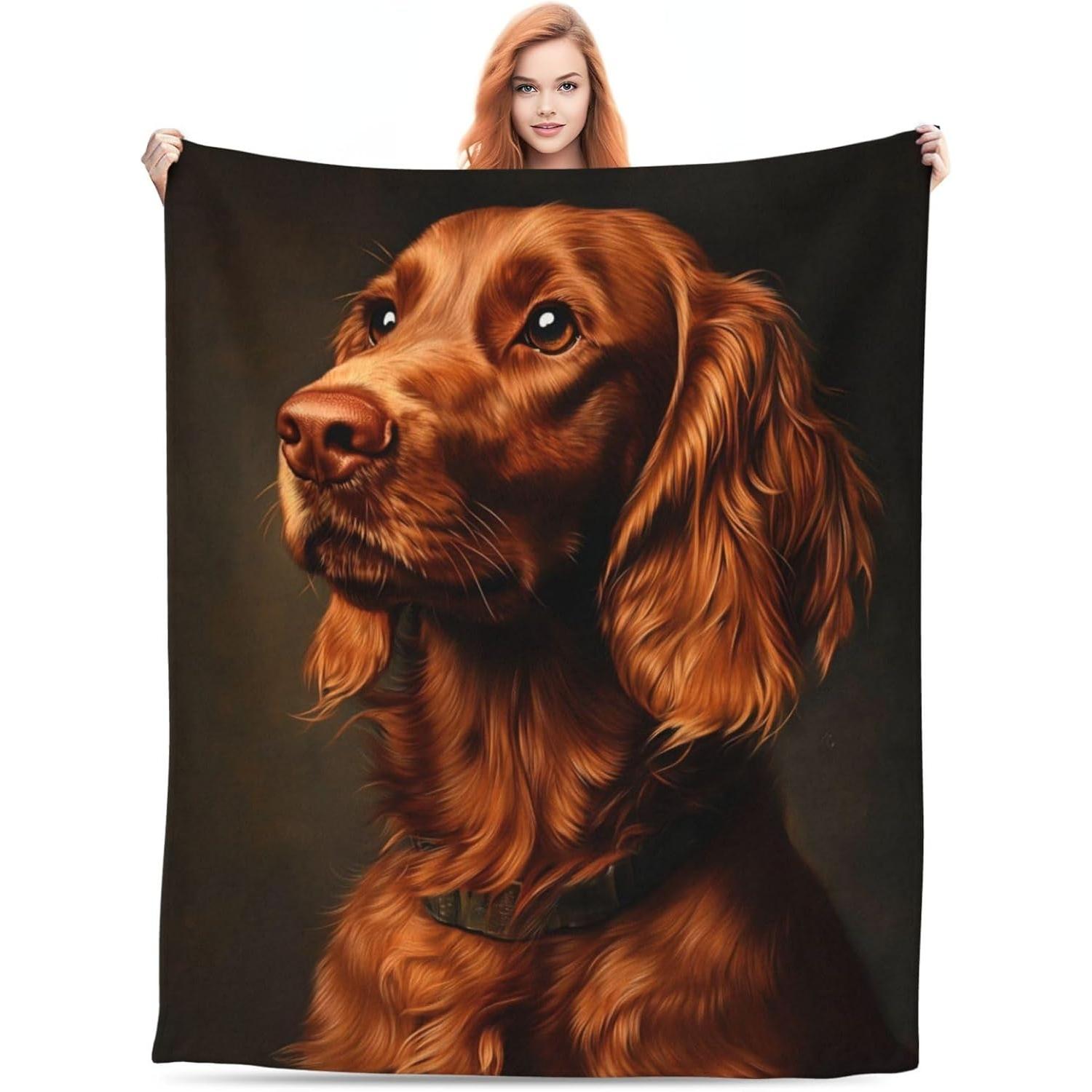 Tapestry cute Irish Setter blanket for women 75x100