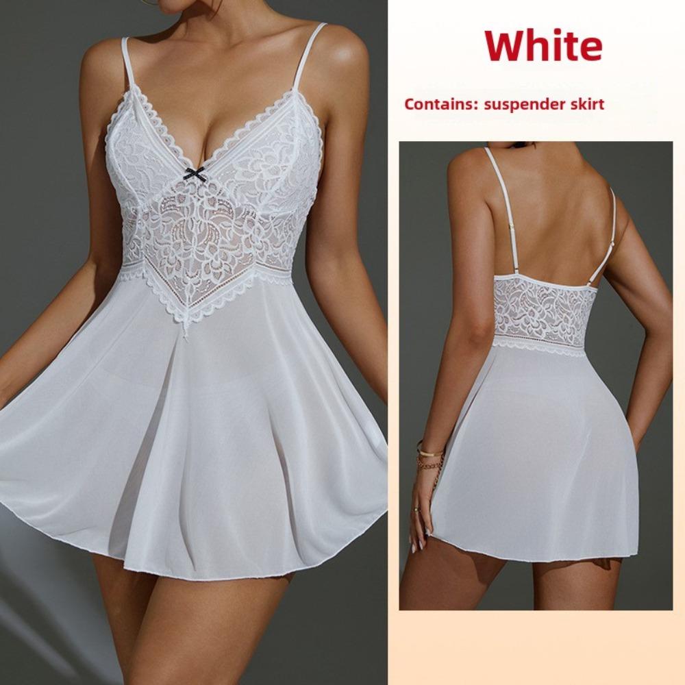Sex Underwear Sexy Mesh Perspective Loungewear Lace Suspender Nightdress