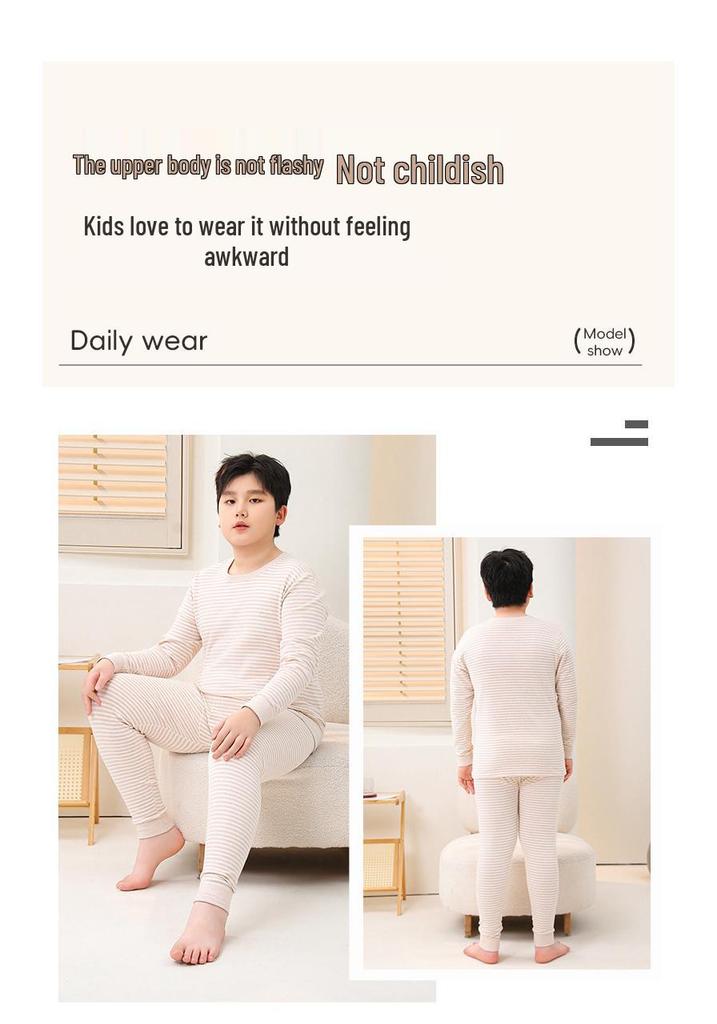 Comfy Velvet & Cotton Wear: Autumn Outfit Set for Plus-Size Kids – Warm Pajamas & Winter Base Layer