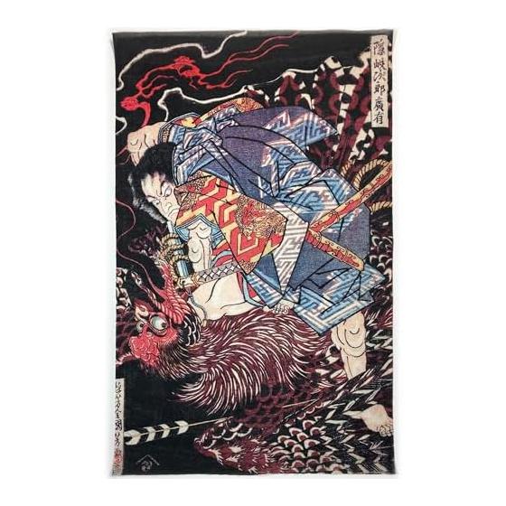 Ukiyo-e Tenugui Towel - Utagawa Kuniyoshi, Oki Jiro Hiroari - 100% Cotton, Made in Japan