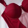 Set lenjerie intimă de damă 3 piese Sexy Push Up Sutien Plasă franceză Respirabil Topuri tip sling Burgundy Lenjerie intimă Sutiene și tanga cu bretele pe picior