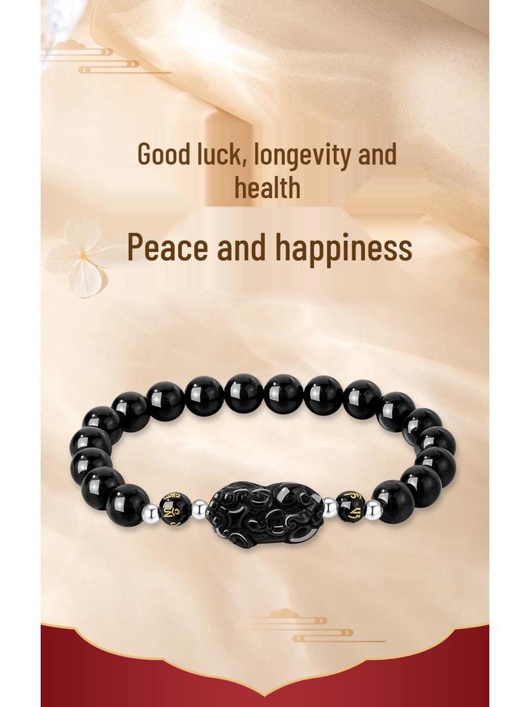 Armband aus natürlichem Kristallobsidian mit Erdbeerkristall-Pi Xiu, leichter Luxus, hochwertiger Damenschmuck