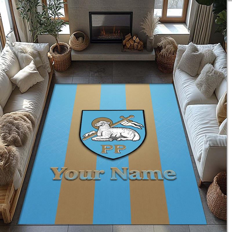 Preston North End Printed Crystal Velvet Rug Non‑Slip Crystal Velvet Carpet For Sofa Bedroom Indoor Home Decoration