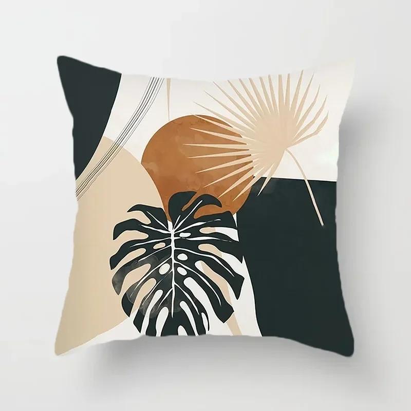 Taie d'oreiller de paysage Simple marron noir et blanc, décoration de dortoir, bureau, salon, canapé, maison
