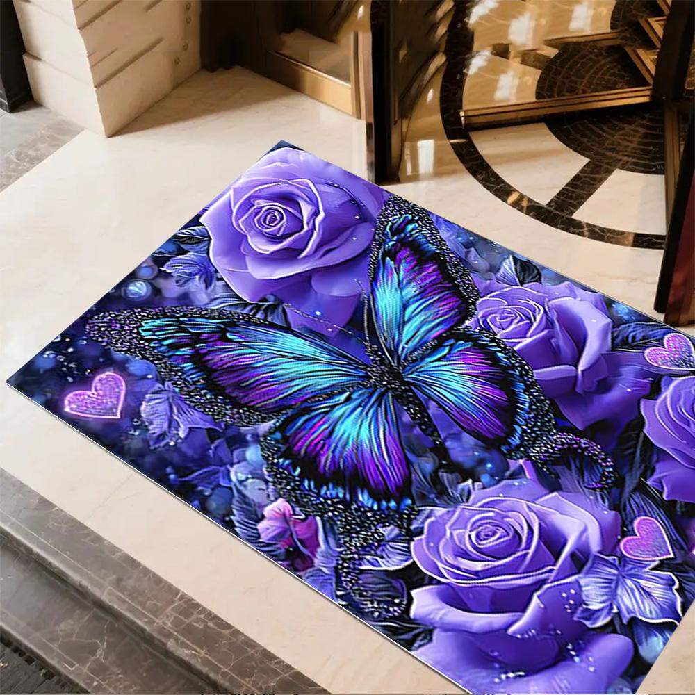 1pc Home Carpet Butterfly Design Non Slip Office Decor Gift Living Room Bedroom
