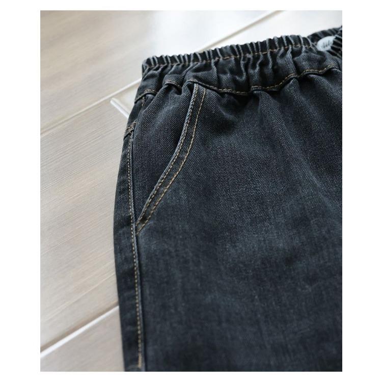Džíny Elastické Nové Retro S vysokým pasem Podzim Plus Size Volné Dlouhé Kalhoty Zeštíhlující Kalhoty