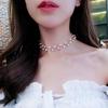 Faux Pearl Women Double Layers Choker Necklace Charm Party Cocktail Gift