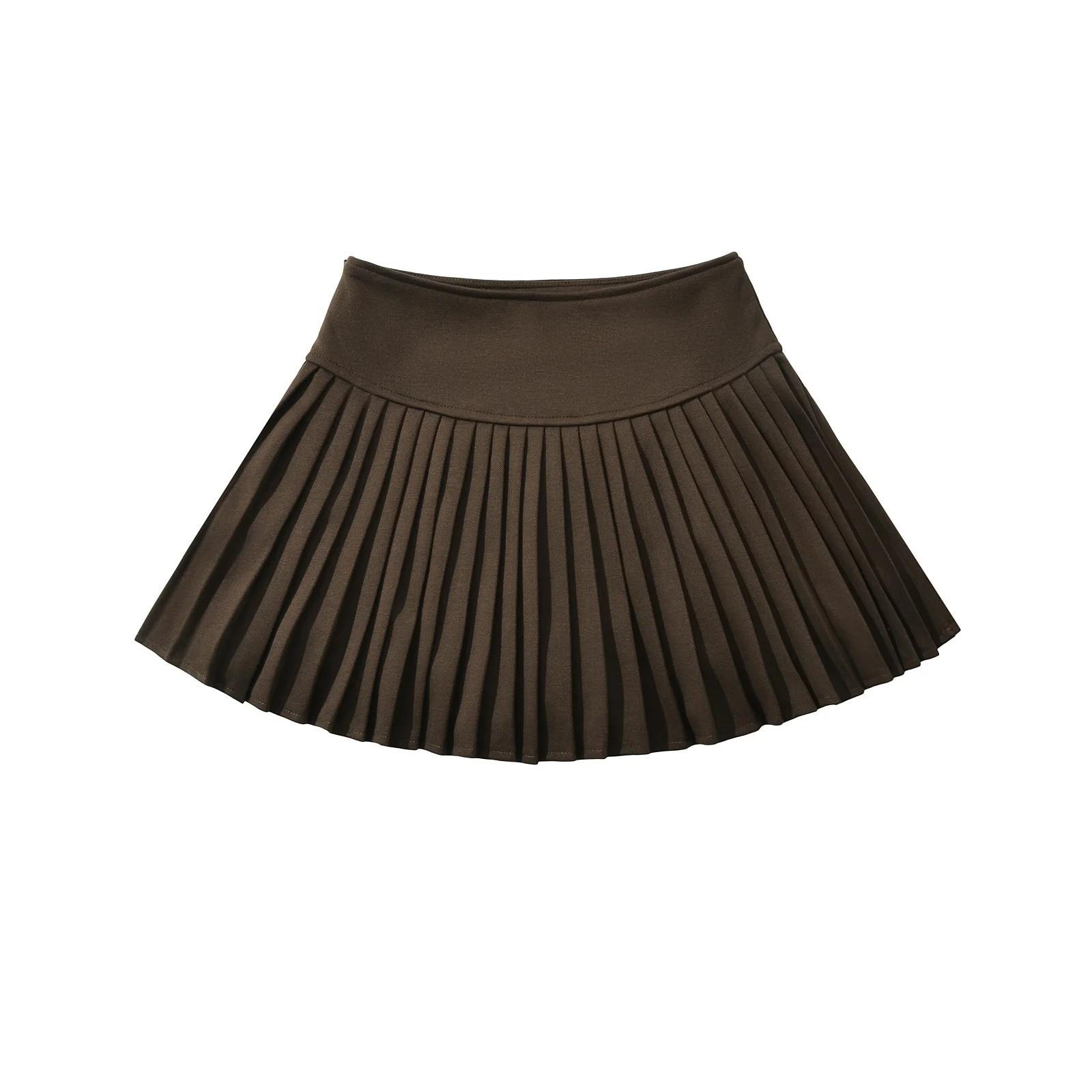 

Женская пикантная трикотажная плиссированная юбка миди с высокой талией в стиле Y2K - Сексуальный и универсальный тренд для весны 2025 Large кофейный