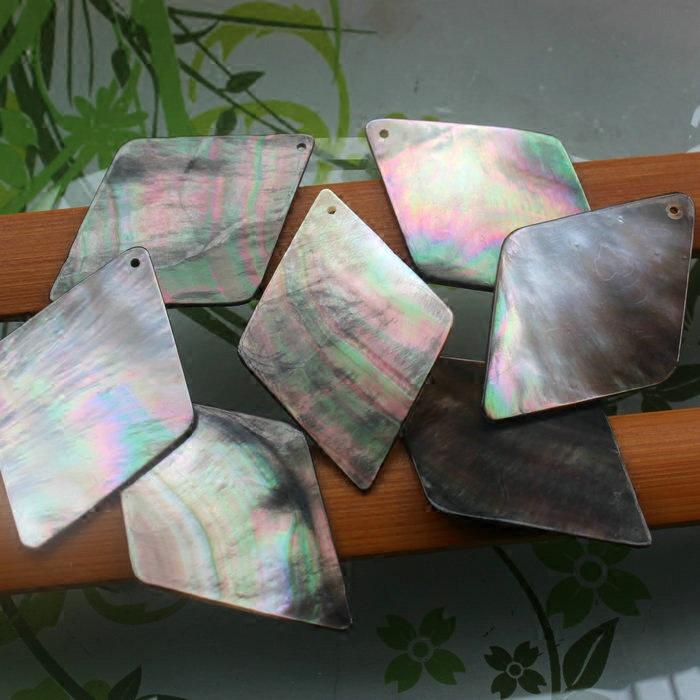 32x45mm Blacklip Mother of Pearl Rhombus Prism with Side Hole - Natural Shell for DIY Jewelry Accessories