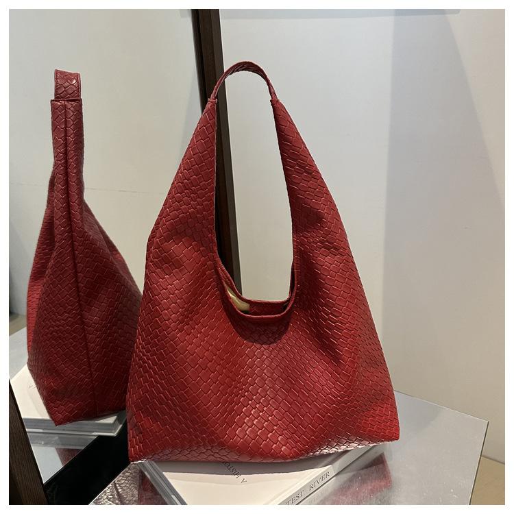 

Women s retro faux leather braided shoulder bag, large capacity tote bag, casual underarm bag, large tote bag, daily commuter ba