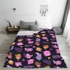 Kawaii Happy Axolotl Blanket Flannel Cute Cartoon Salamander Lightweight Throw Blanket for Car Sofa Couch Bedroom Quilt