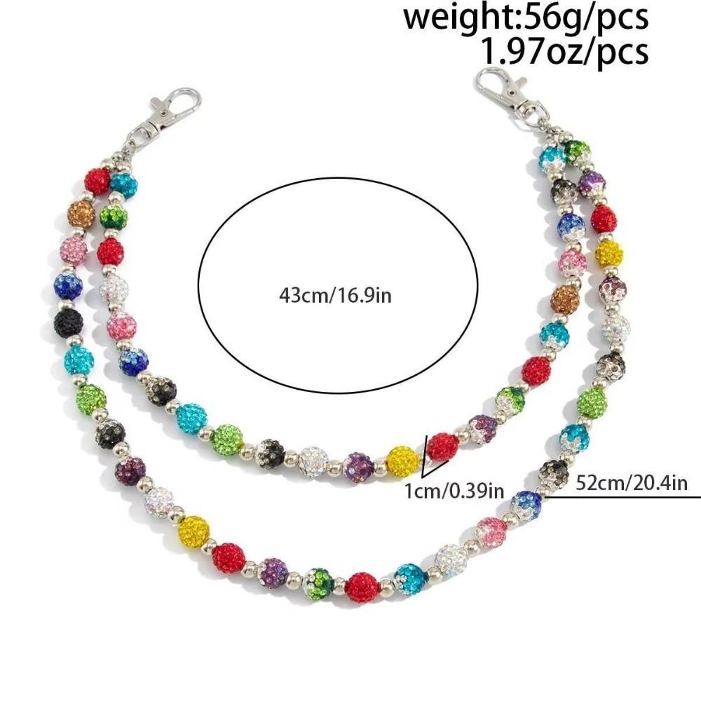 Beaded Design Waist Chain Belt Colorful Rhinestone Jeans Pants Chain Bag Pants Chain For Men Gift