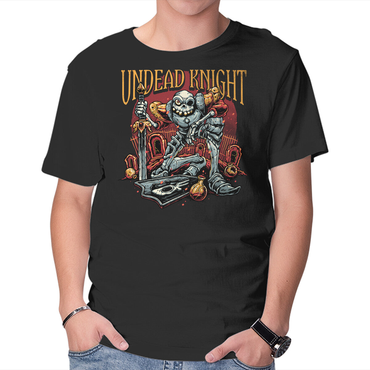 Unisex Crew Neck T-Shirt Undead Knight Graphic Short Sleeve Casual Tee XXXL
