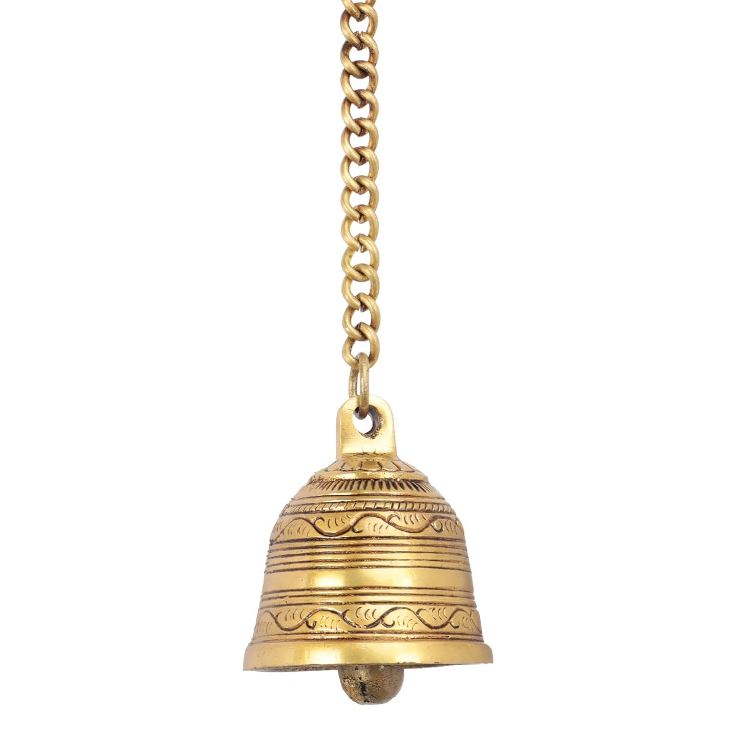 

Mla s Decor Этнический индийский латунный храмовый подвесной колокольчик ручной работы с цепочкой Домашний декор, Настенный декор, Гханти для Пуджи, Коричневый, Стандартный