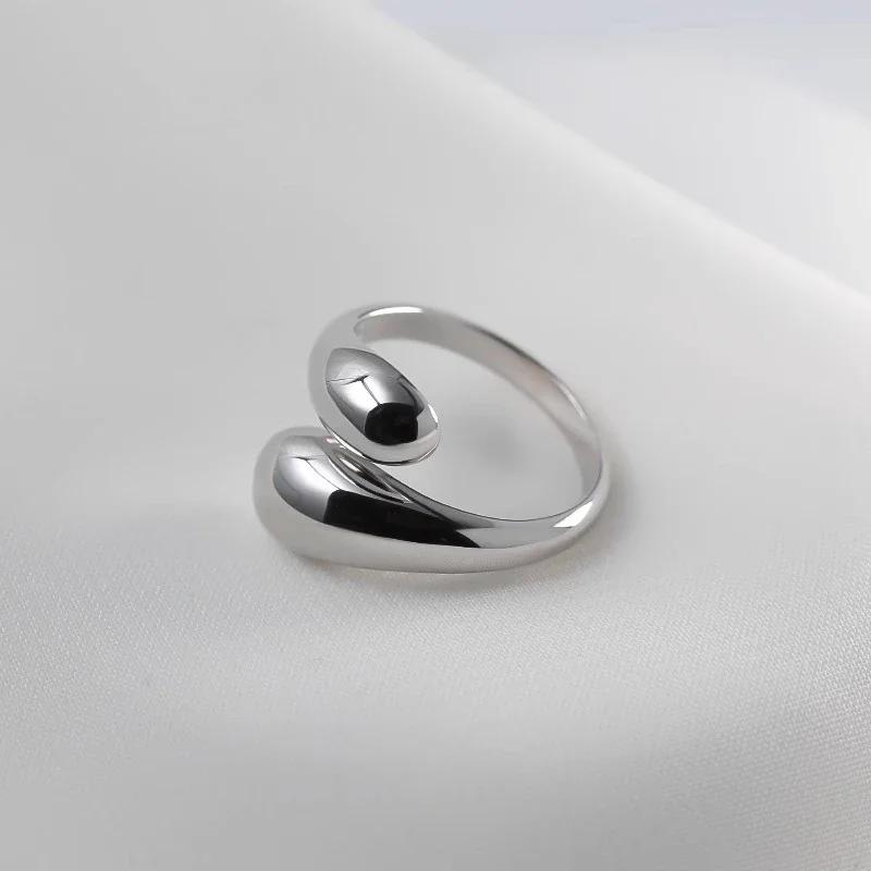 925 Silver Rings for Women Couple Minimalist Handmade Simple Big Open Ring Party Prevent Allergy Jewelry Holiday Gifts