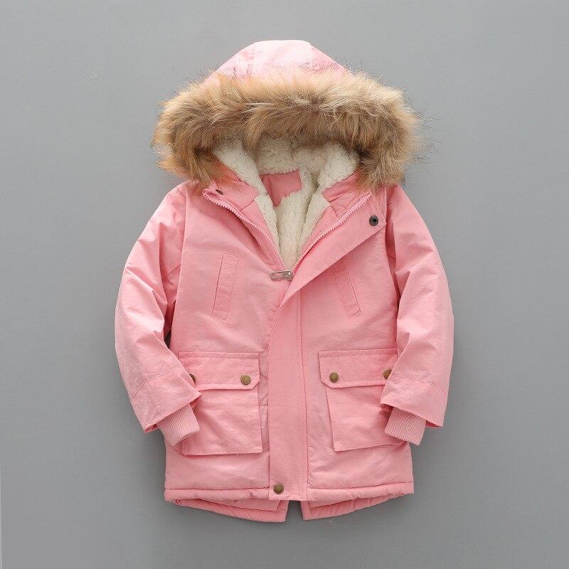 2 3 4 5 6 7 Year Winter Boys Jacket Windbreaker Keep Warm Thicken Fur Collar Girls Coat Hooded Children's Outerwear Kids Clothes