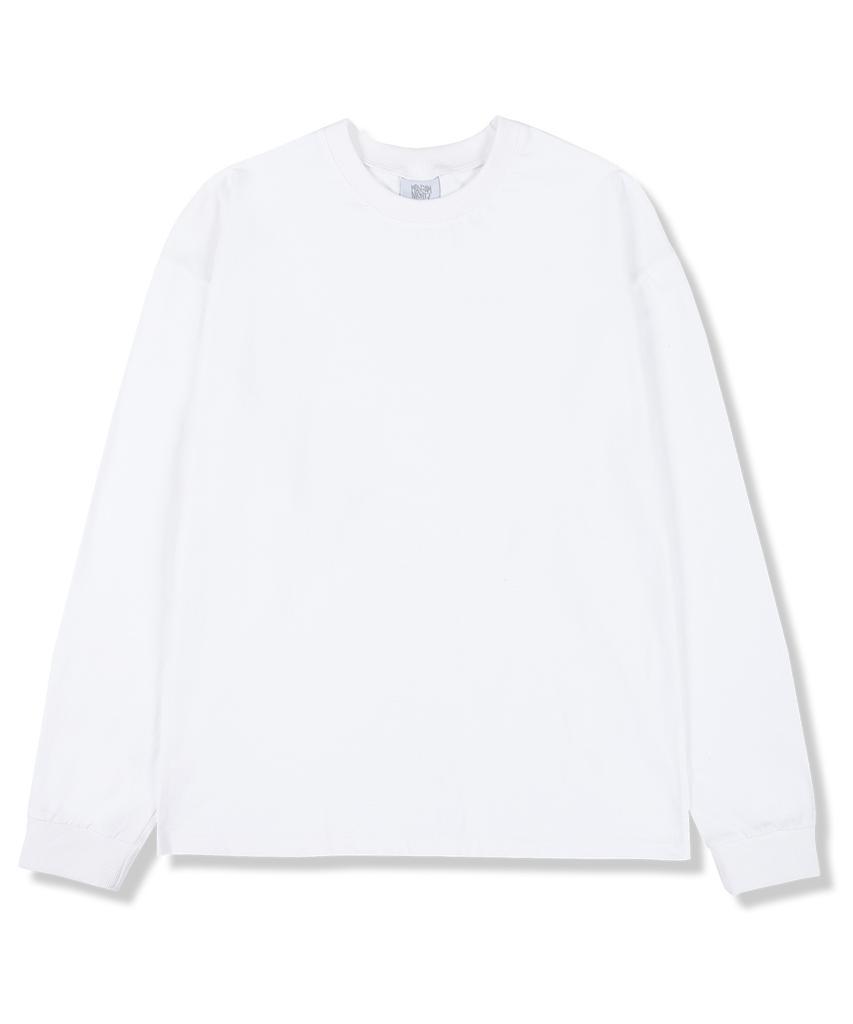 MIDNIGHT12AM Plain Oversized Long Sleeve T-Shirt White (Ribbed Cuffs Selectable)