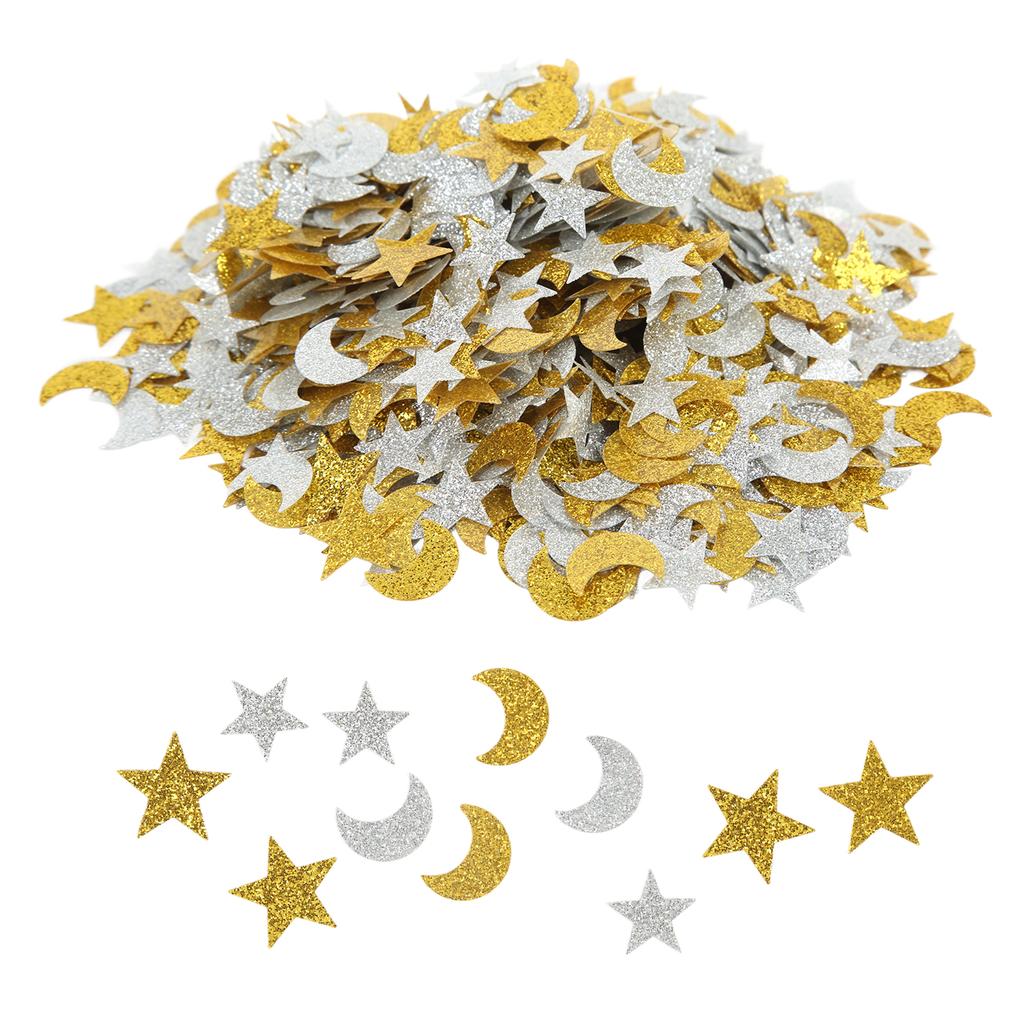 2 Bags Flash Moon and Star Confetti Hand Crafted Plastic Star Moon Confetti Simple Generous Color