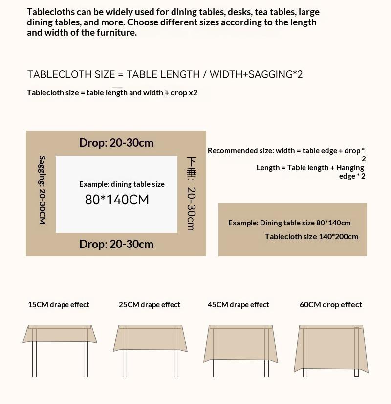 Dining Kitchen Party Decor Simple Design Cotton Linen Rectangle Soft Washable Table Cloth